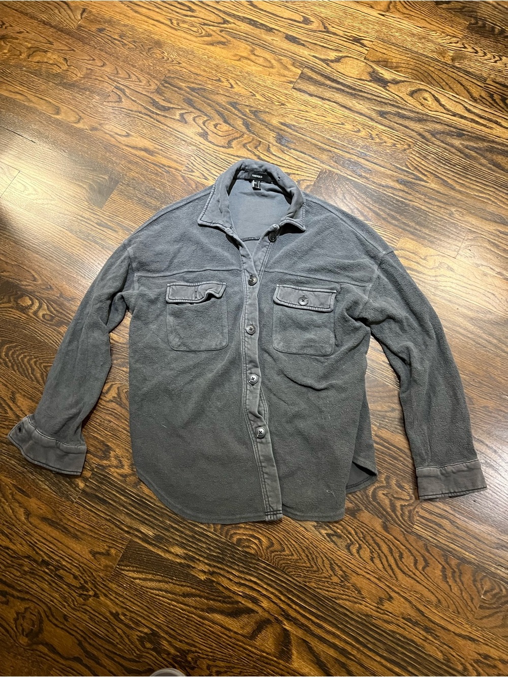 Forever 21 Charcoal Button-Up Lightweight Shirt Jacket